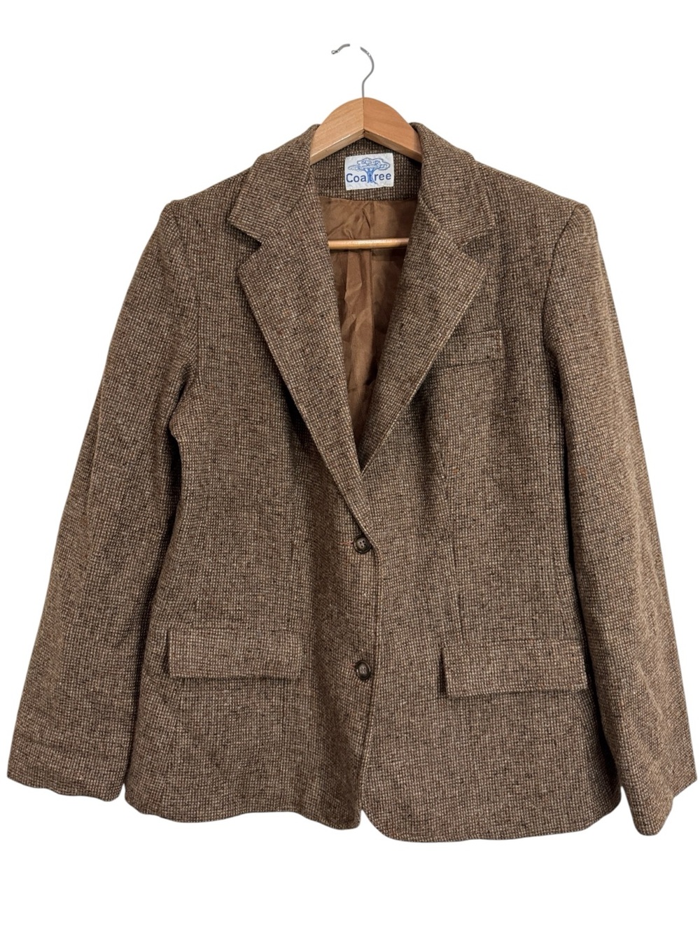 Coatree Brown Tweed Single-Breasted 2-button Jacket in Brown Union Made size M/L